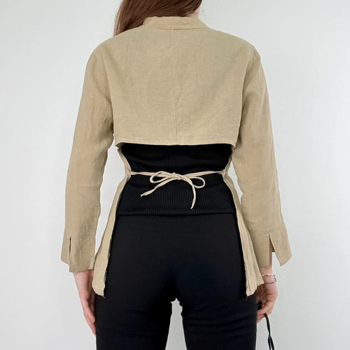 backless cut out linen shirt