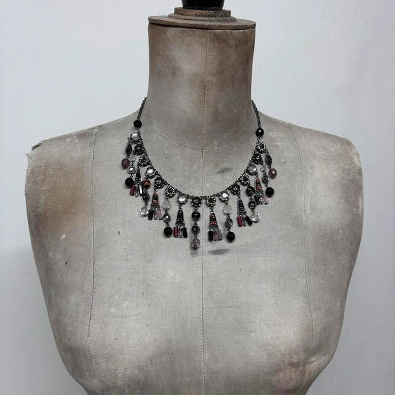 Delicate beaded charm necklace