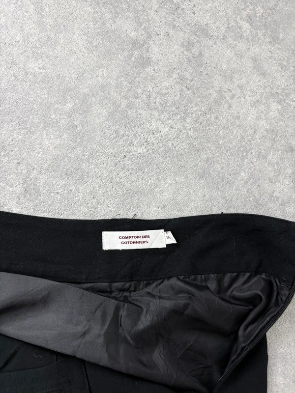 Black layered french flared asymmetric maxi skirt