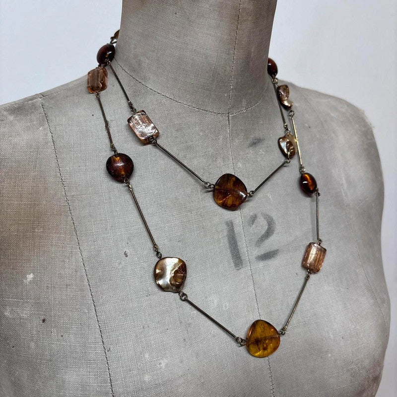 long Pearl beaded boho necklace