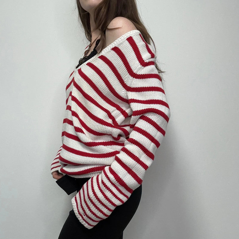 oversized slouchy striped knit jumper