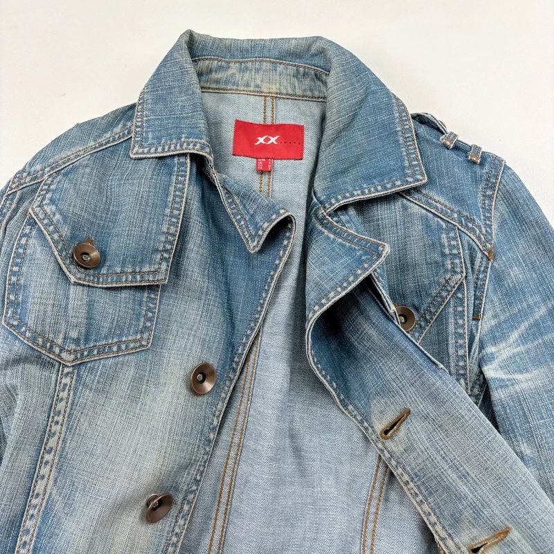 Distressed Denim Trench coat