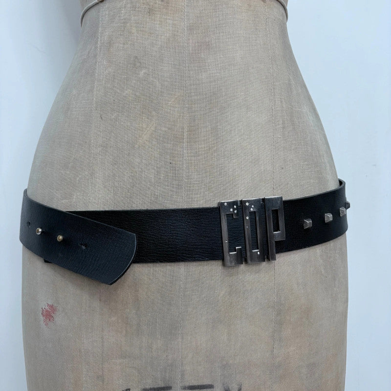 black leather studded Cop Copine belt