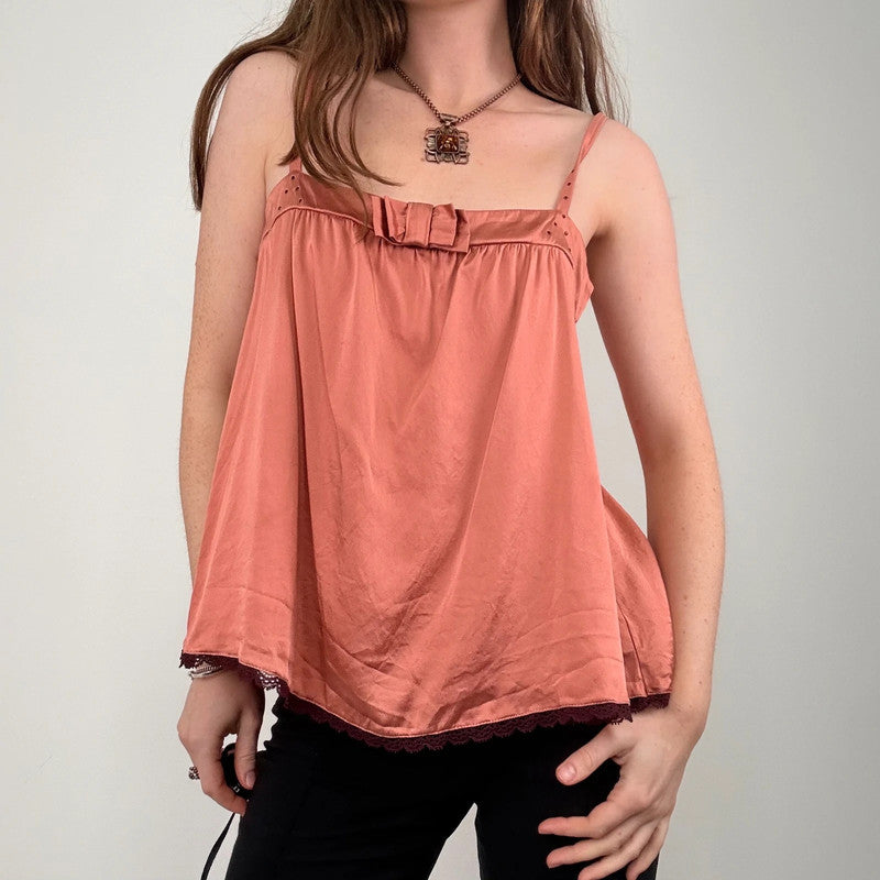 pink silk pleated flared vest