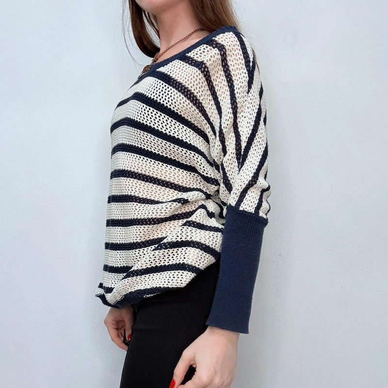 sheer knit slouchy striped jumper