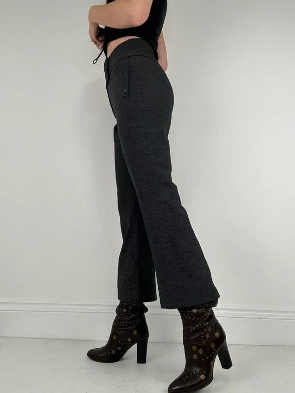 Grey thick waistband flared trousers