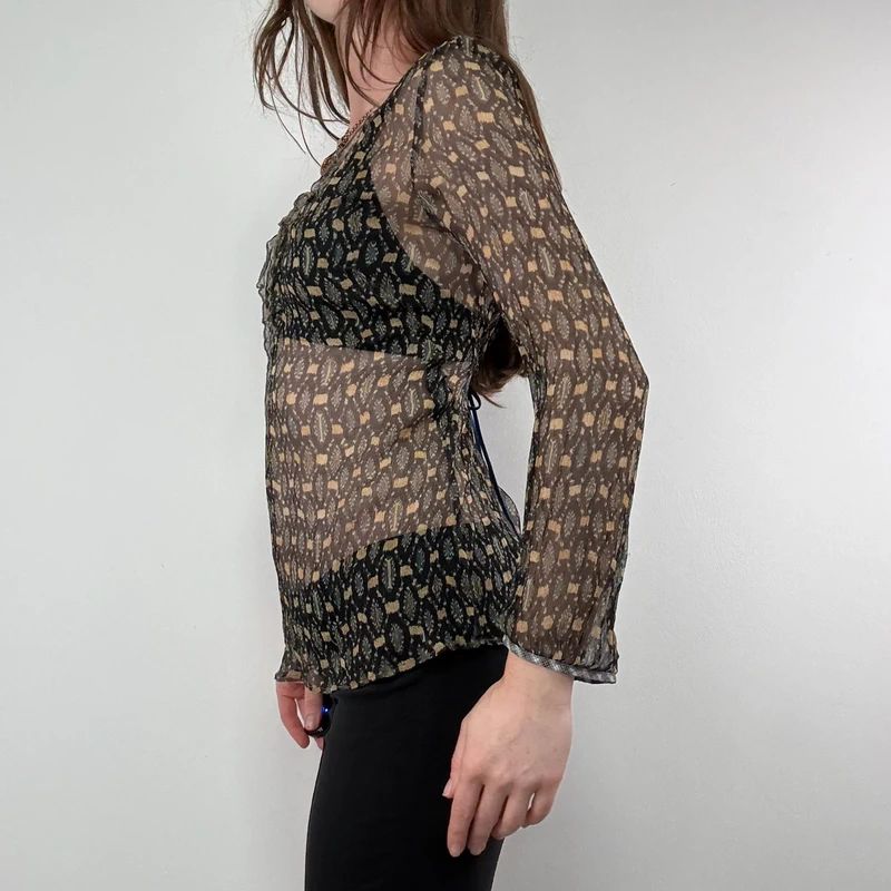 sheer polkadot silk blouse