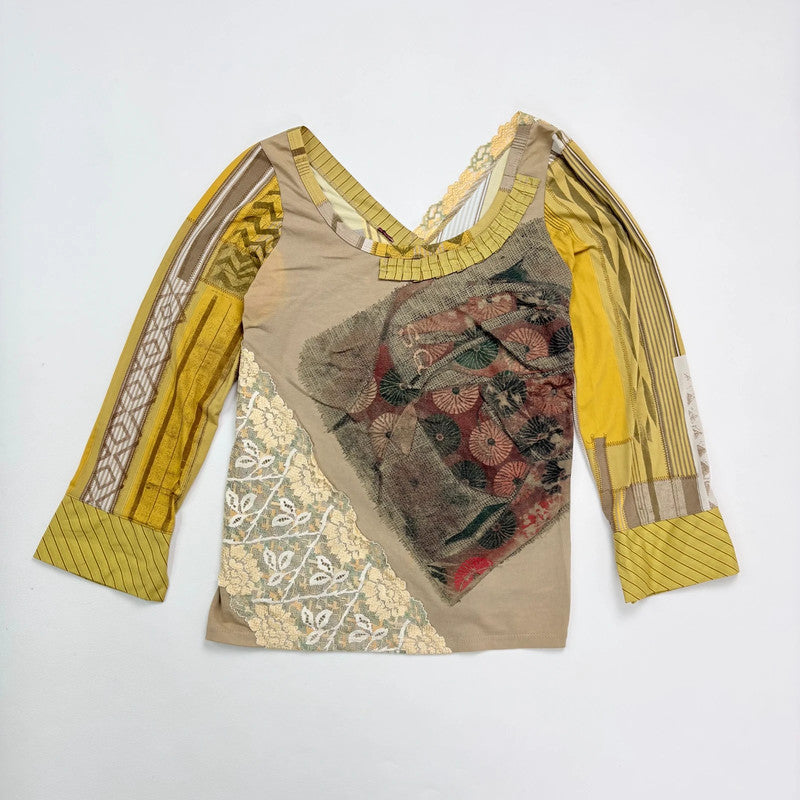 *Save the Queen* khaki lace patterned top