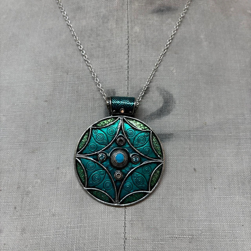 blue enamel hippie necklace