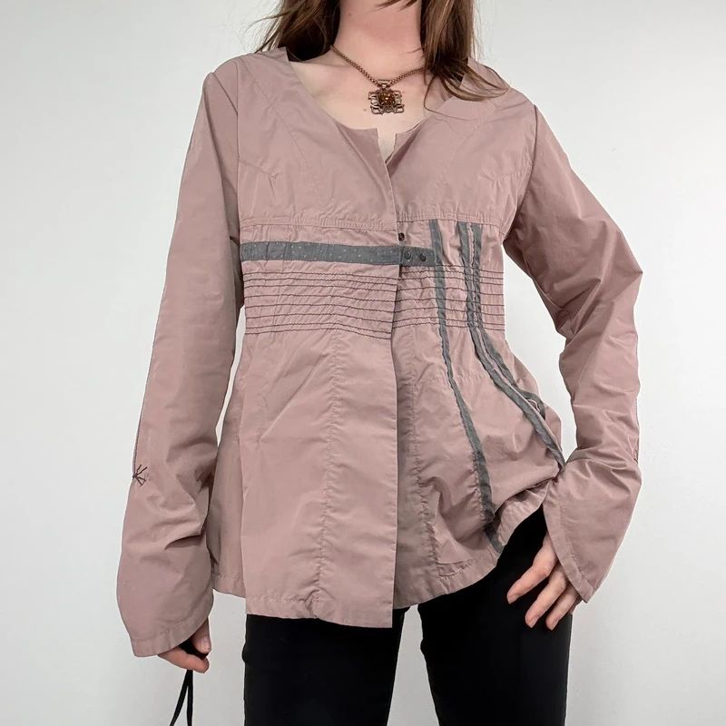 pink structured flared engineered shirt