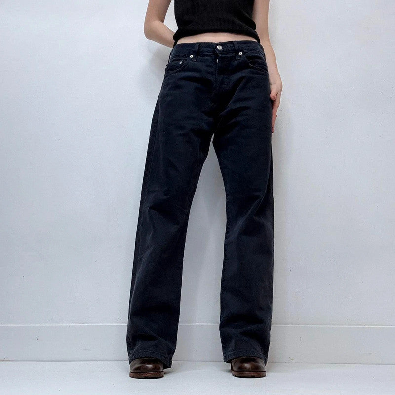 navy wide-leg straight Levi's jeans