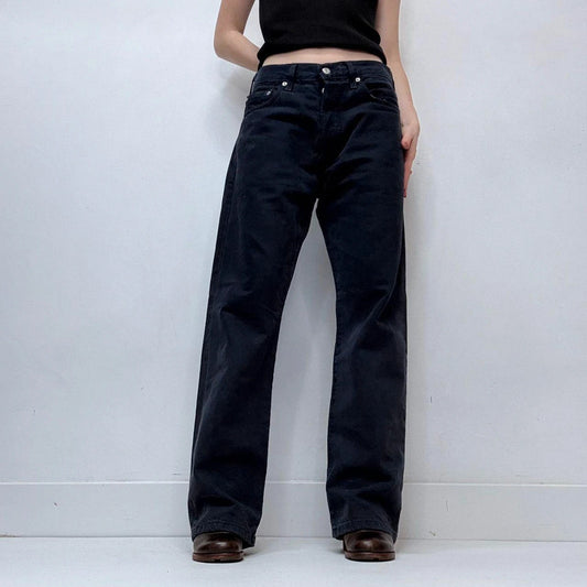 navy wide-leg straight Levi's jeans