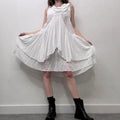 White drape layered dress