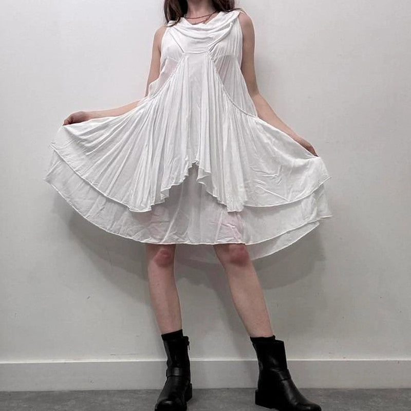 White drape layered dress