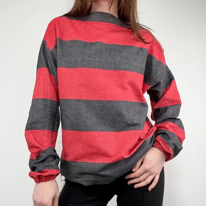 oversized striped cotton chore shirt