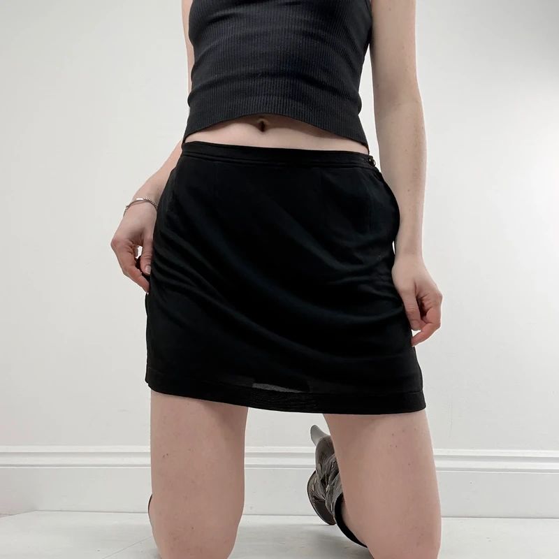 black a-line slouchy 90s mini skirt