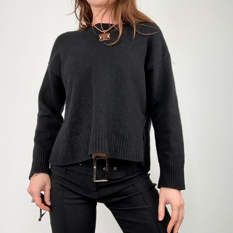 black wool knitted cropped jumper