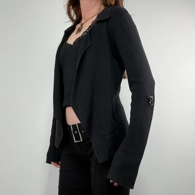 Black cop copine utility cardigan
