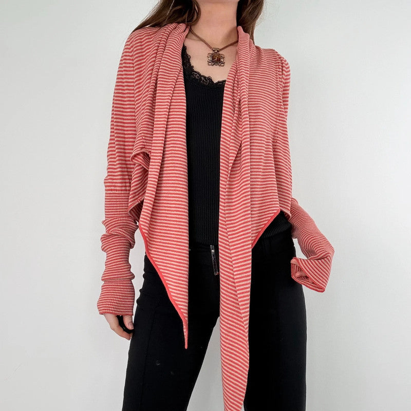 slouchy striped wrap cardigan