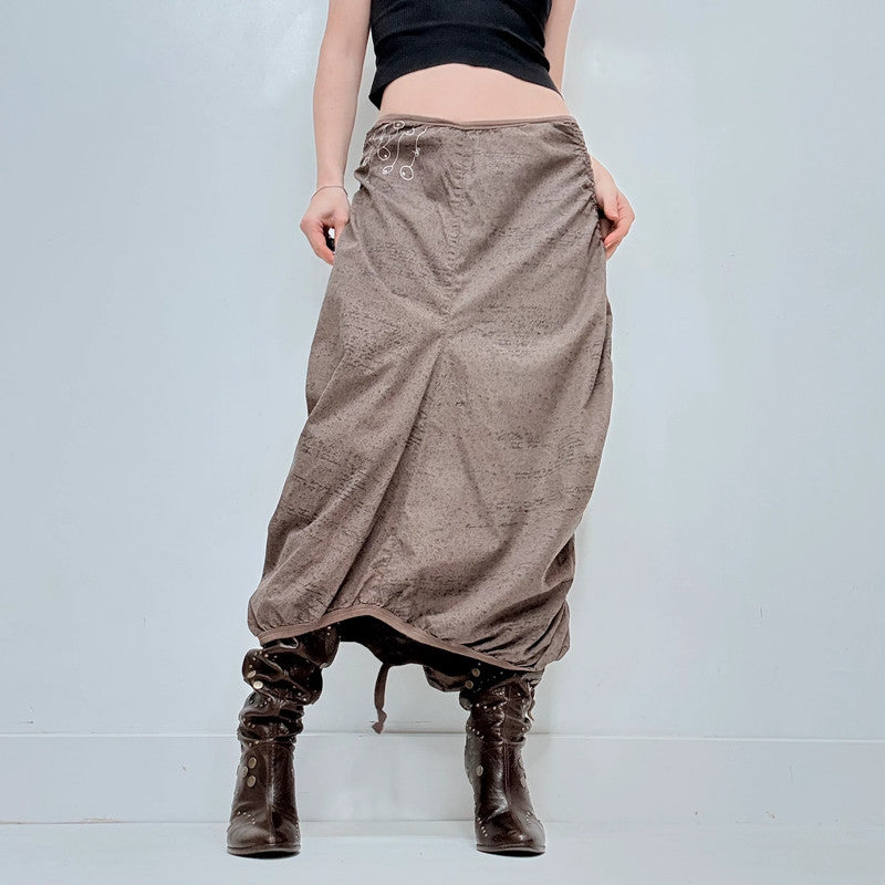 brown cop copine gathered stuctured maxi skirt