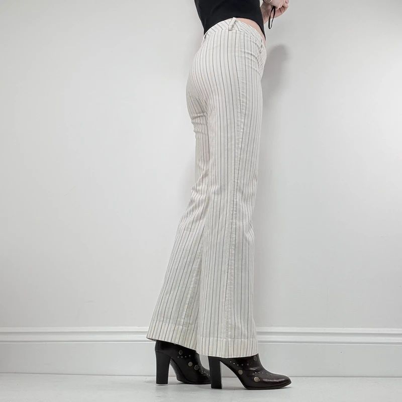 white pinstripe stright leg trousers