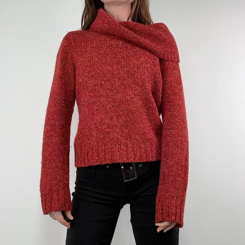 Vintage red knit massimo dutti wool roll neck sweater