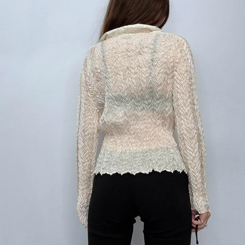 cream crinkle fitted shirt