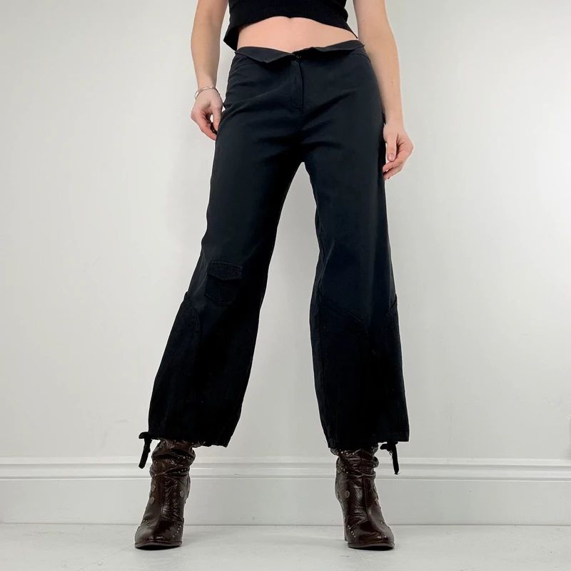 low rise wide leg capri pants