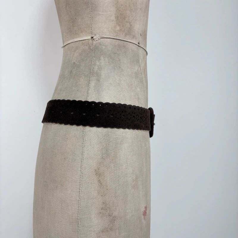 dark brown suede leather belt