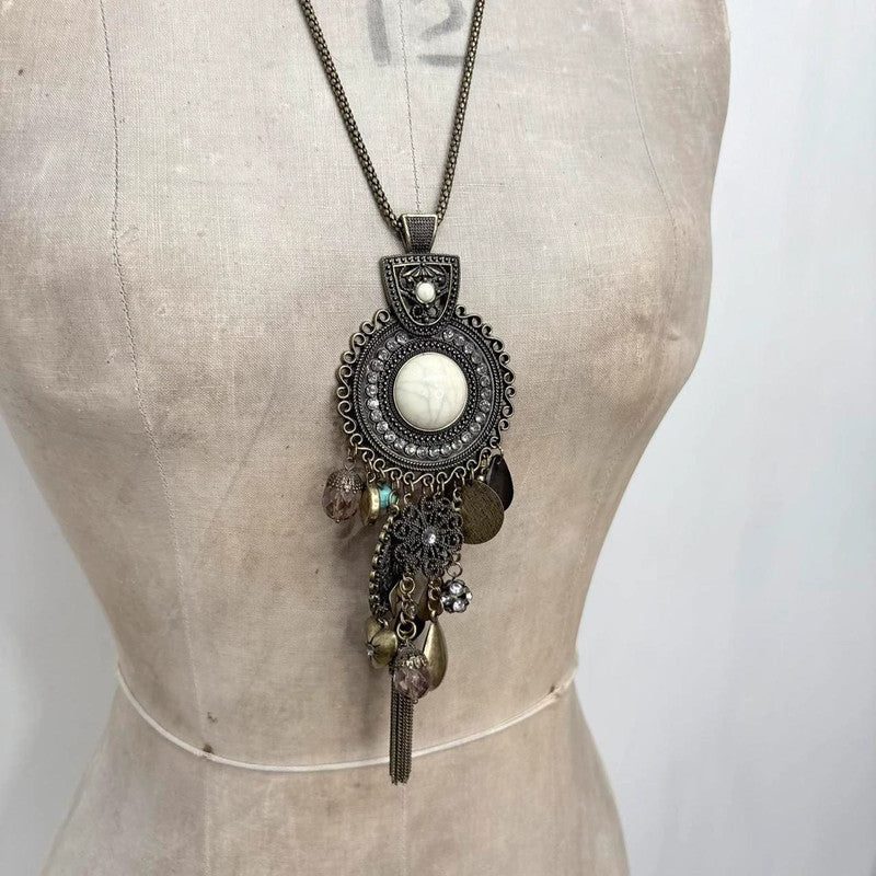chunky metal boho necklace