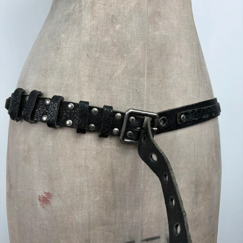 black leather eyelet cargo grunge belt