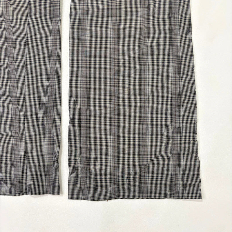 grey wide leg checked tartan trousers