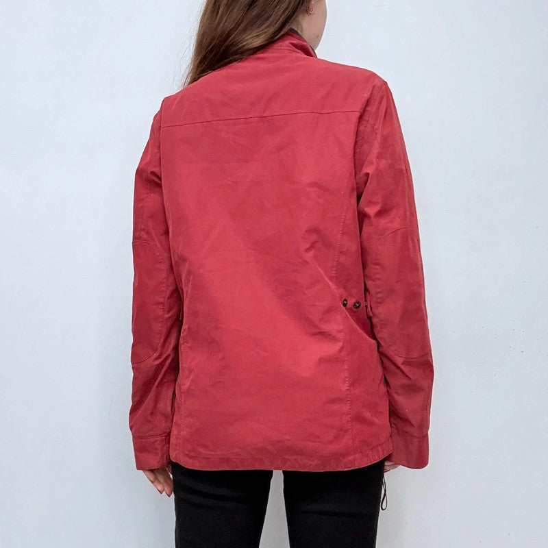 red barbour rain jacket