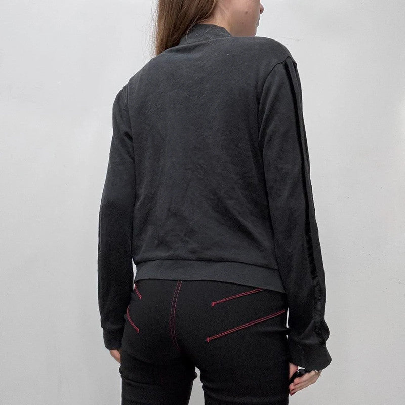 black fitted slouchy zip cardigan