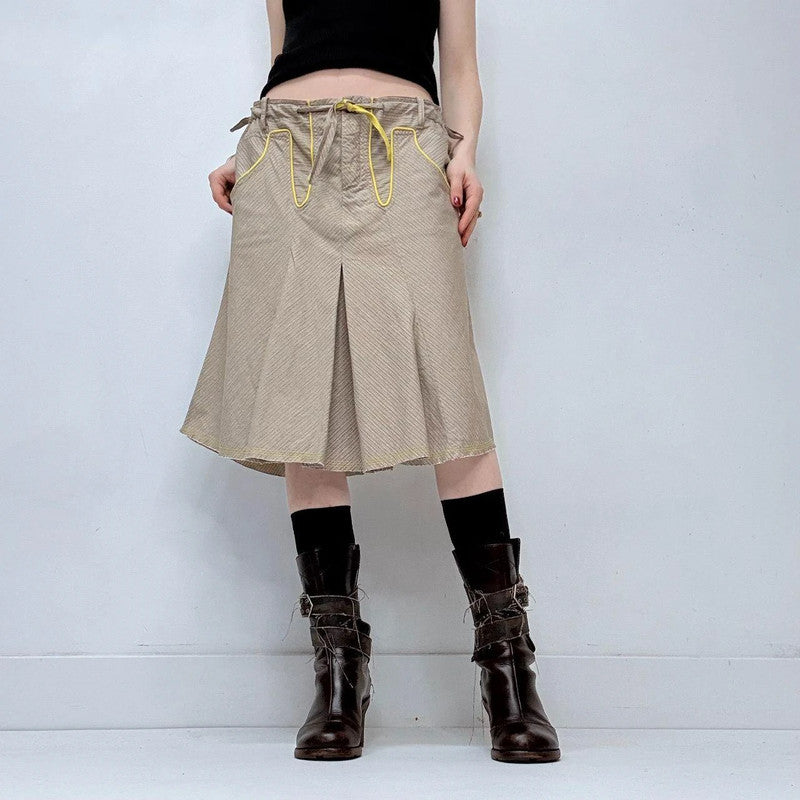 pinstripe pleated midi skift