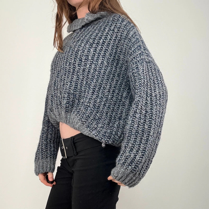 chunky knit cropped puff jumper