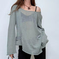 blue sheer knit asymmetric jumper
