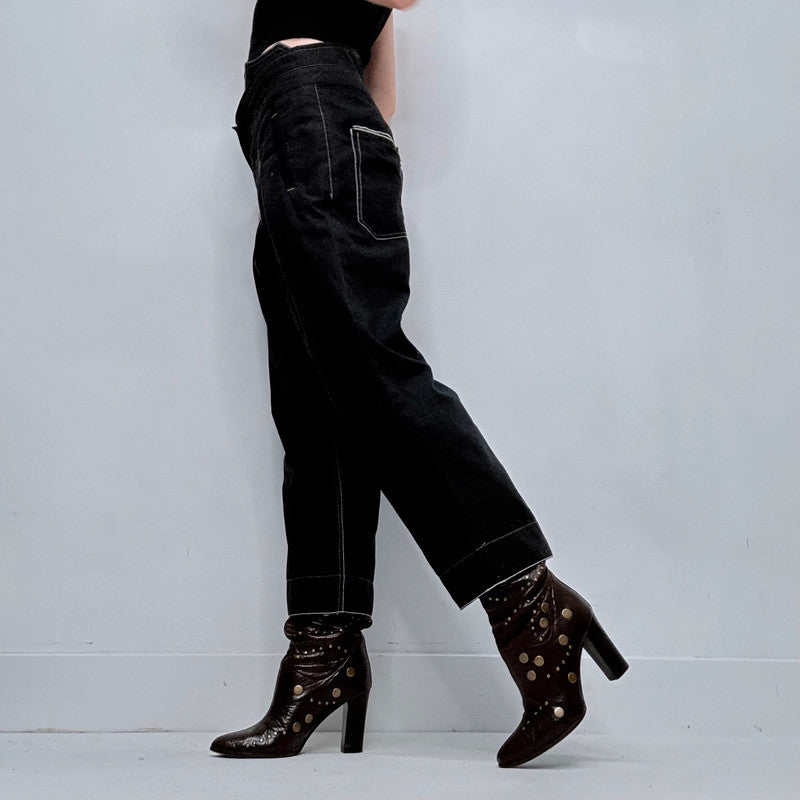 black cop copine pleated trousers