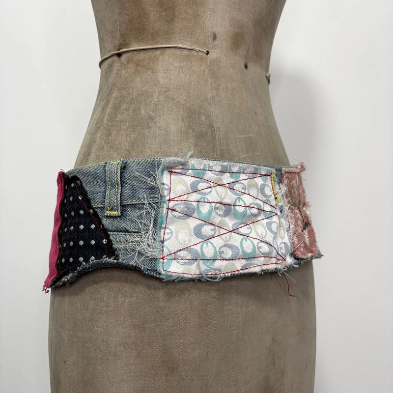 patchwork desigual ribbon corset belt