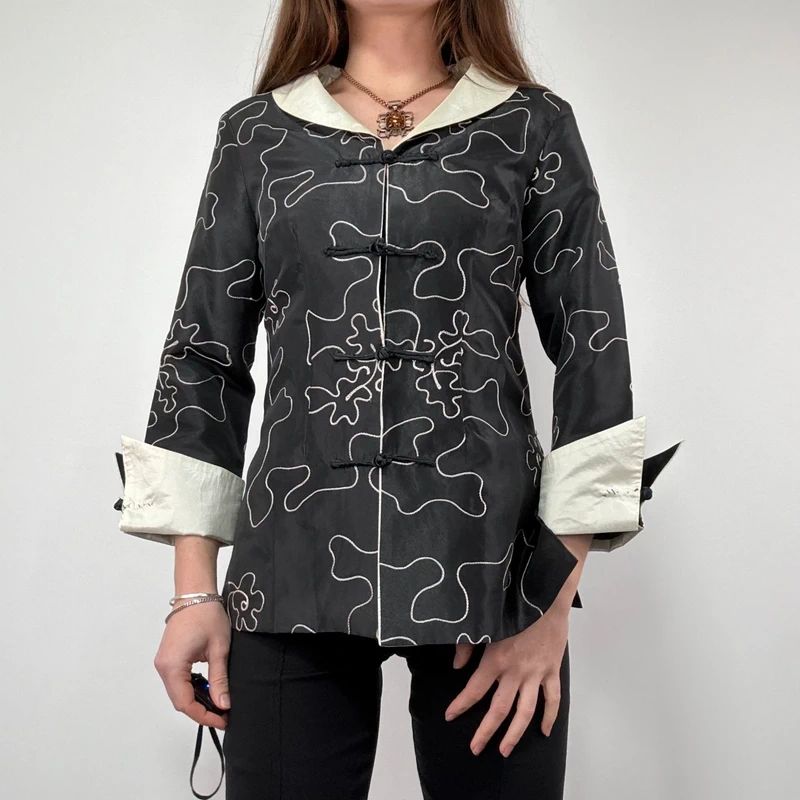 black Embroidered Silk Jacket
