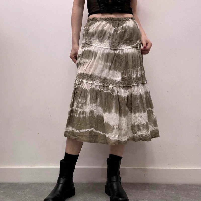 Distressed lace boho skirt