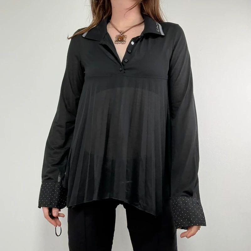 Black Cop Copine pleated flared shirt