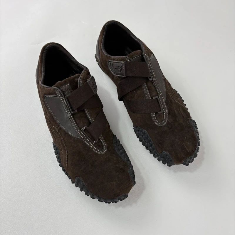 brown suede puma speedcat trainers
