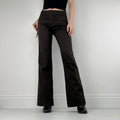 Brown flared pocket front trousers