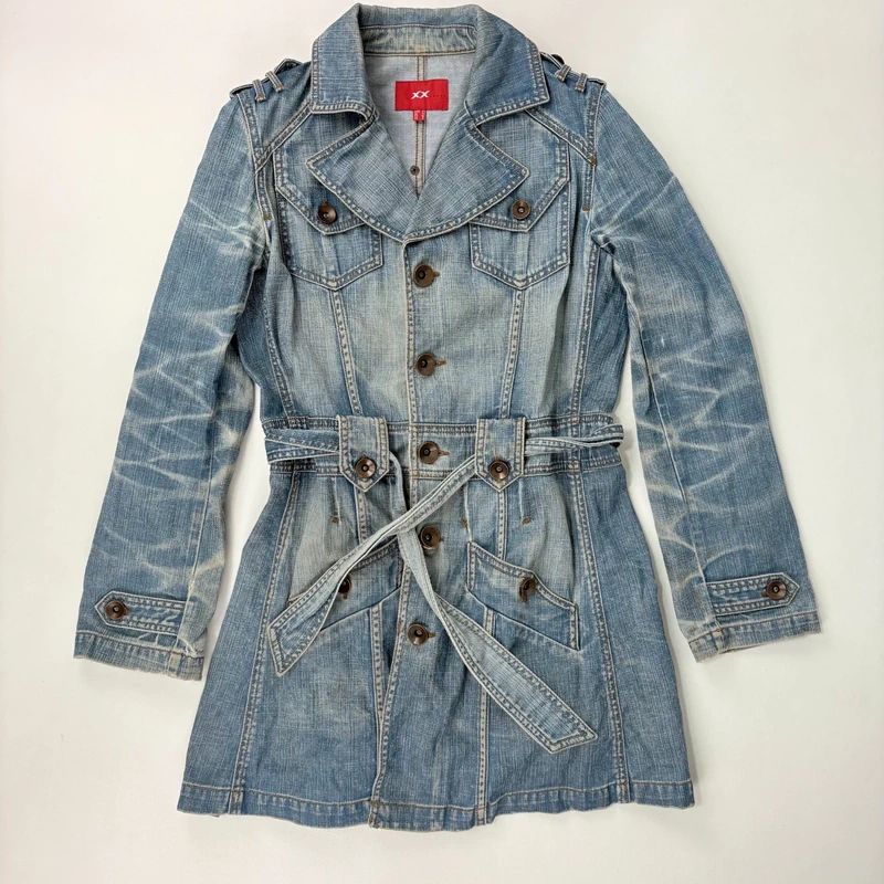Distressed Denim Trench coat