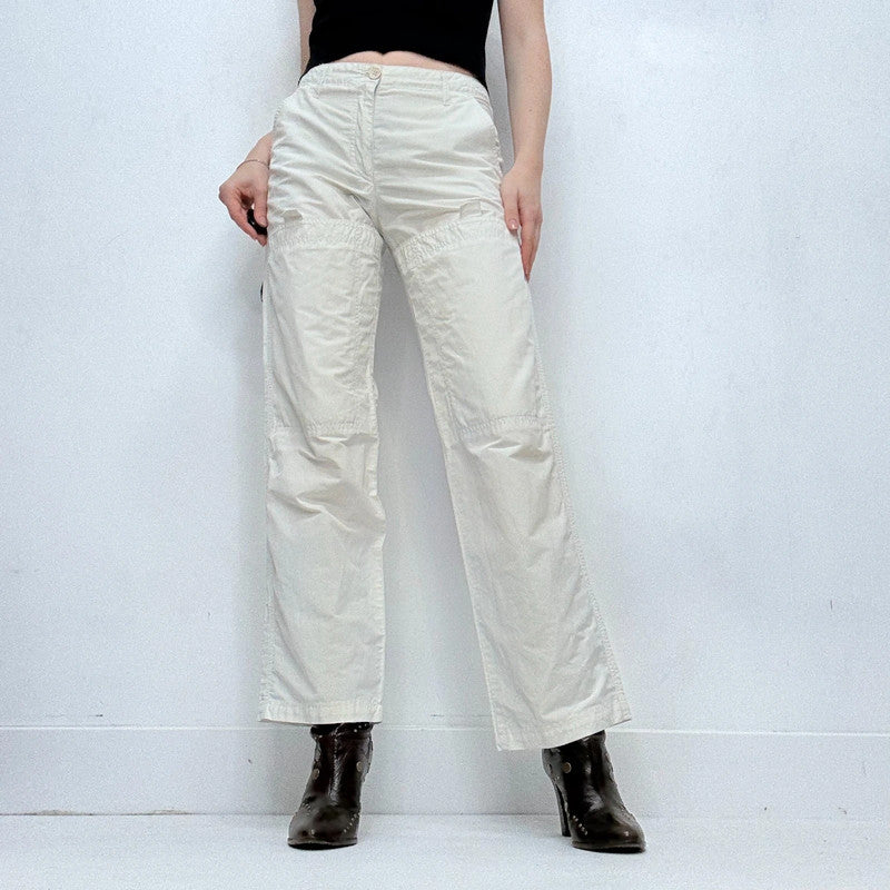 white straight leg utility trousers
