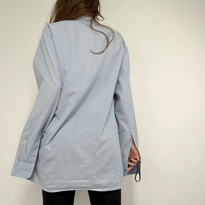 Baby blue pinstripe slouchy oversized skirt