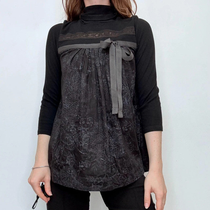 Cop Copine black flared grunge Bow shirt