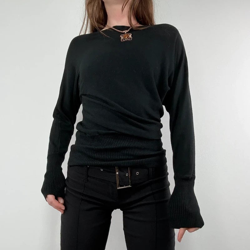 slouchy batwing slash neck ribbed jumper