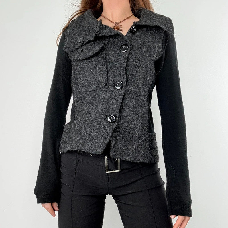 asymmetric wool high neck slouchy jacket